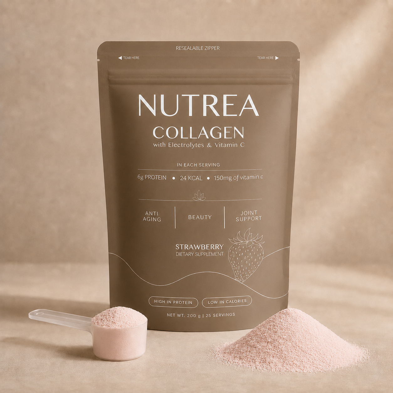 Nutrea premium collagen supplement front packaging